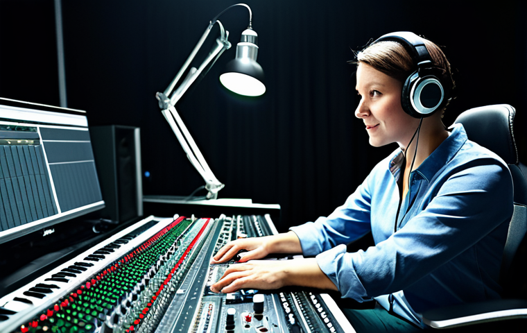 **

A fully clothed professional sound engineer, wearing modest attire, working in a modern recording studio filled with equipment, appropriate content, safe for work, perfect anatomy, natural proportions, professional lighting, high-quality render, family-friendly.

**