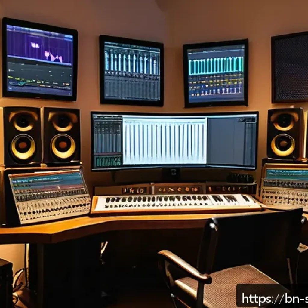음향기술 포트폴리오 구성법 - A professional audio engineer’s creative studio workspace in Bengal, showcasing a diverse portfolio ...