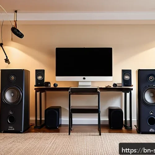 음향 필드 테스트 방법 - A cozy home audio testing setup featuring a small room with beige walls and soft natural lighting, a...